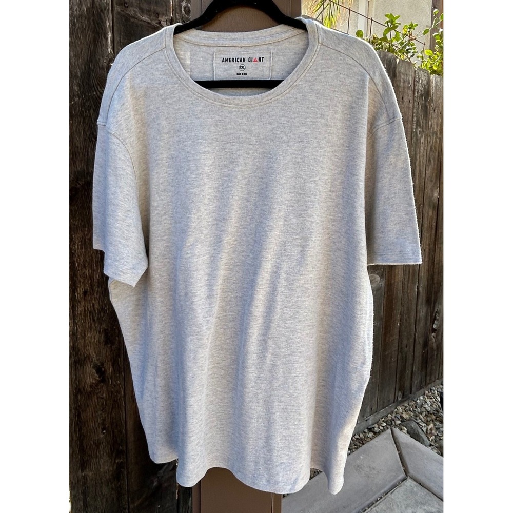 American Giant T Shirt Mens XXL Gray Crew Neck Made USA Cotton Blend Basic Tee